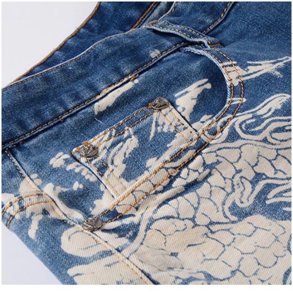 Dragon Art Print Denim Jeans NWOT